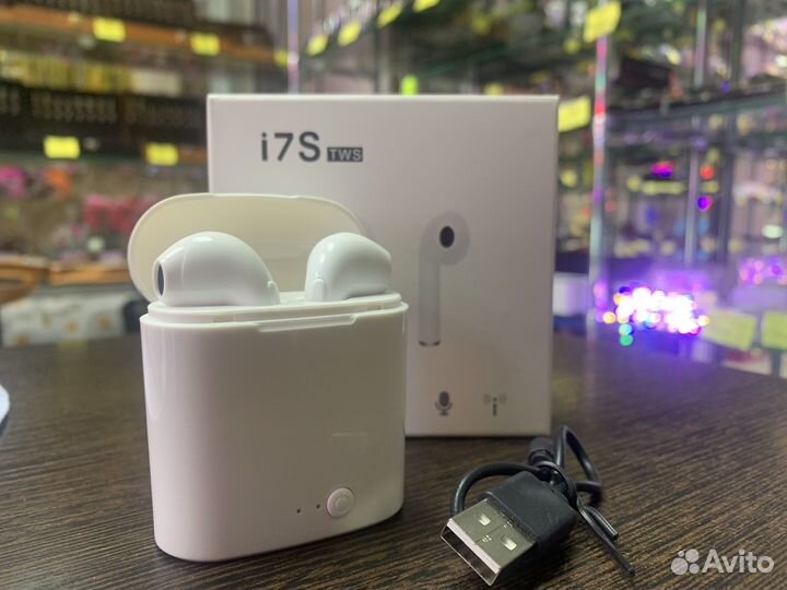 Беспроводные наушники i7S TWS белые на ремонт