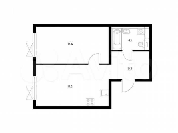 1-к. квартира, 43,4 м², 4/17 эт.