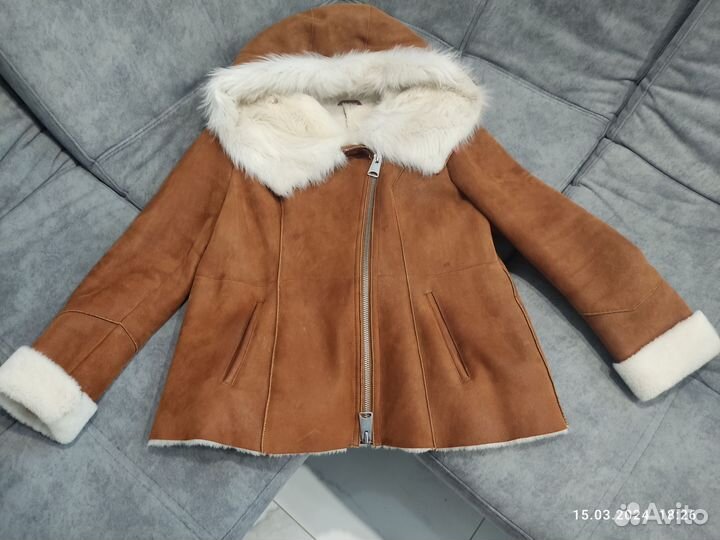Дубленка натуральная женская 50 52 с капюшоном