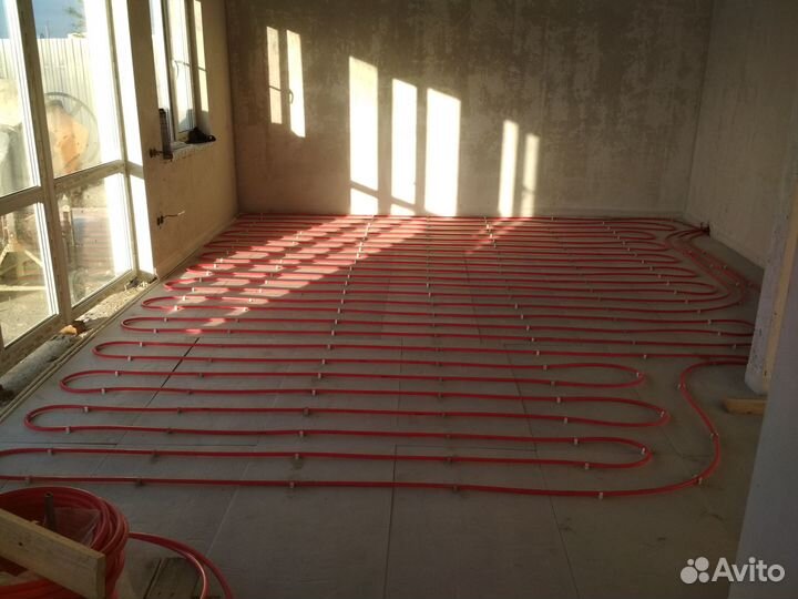 Водяной теплый пол, сантехника, электрика