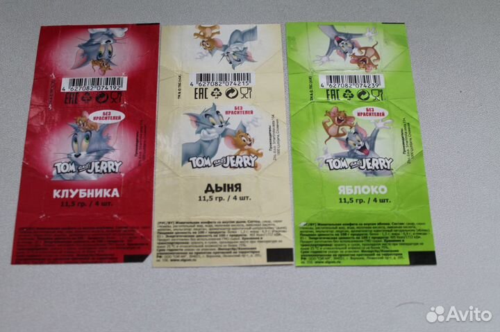 Вкладыши - обертки жевательных конфет Том и Джерри