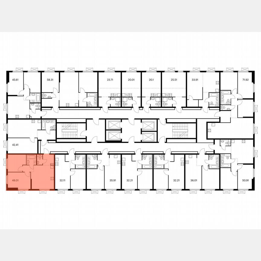 2-к. квартира, 48 м², 22/38 эт.