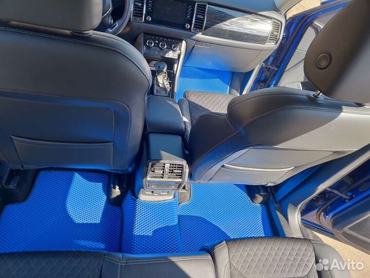 Коврики skoda kodiaq 7мест. Синие