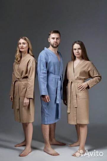 Халат мужской и женские вафельный