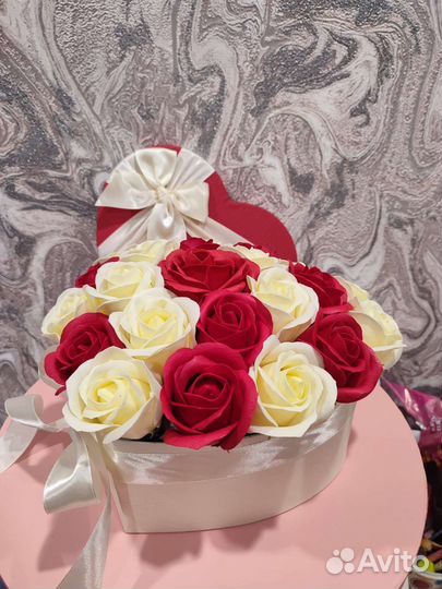 Сердце букет из мыльных цветов