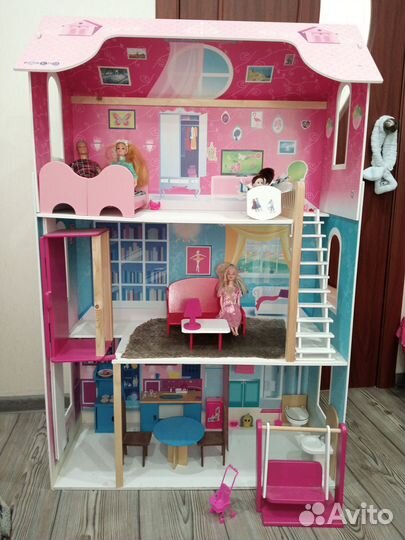 Кукольный домик для барби с мебелью