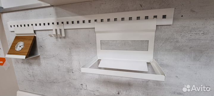 Рейлинг кухонный белый 60 см с полками и крючками