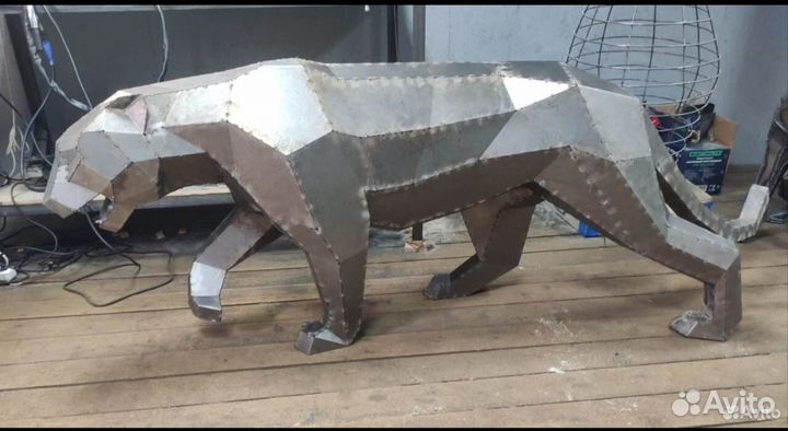 Пантера Полигональная фигура из металла