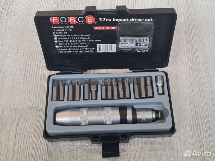 Force 5171 набор бит с ударной отверткой