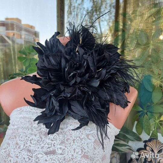 Брошь цветок большой из ткани