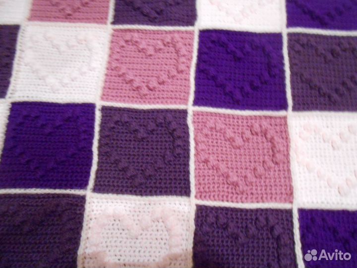 Детский плед с сердечками. Новый Ручная работа