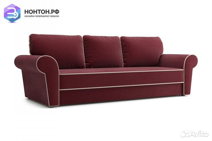 Диван еврокнижка Прованс 3-х местный бордовый