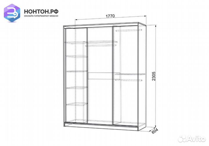Шкаф-купе Бассо 4-600 птицы дуб млечный
