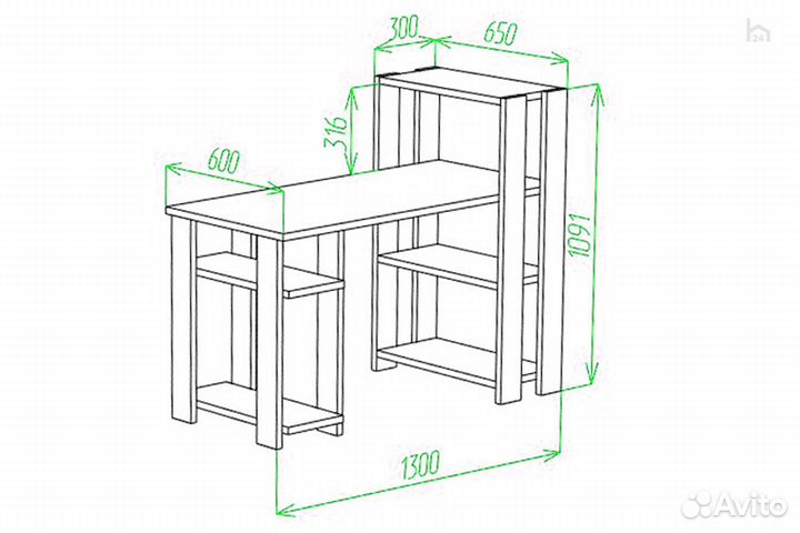 Стол компьютерный Slim стн-110/130 Н