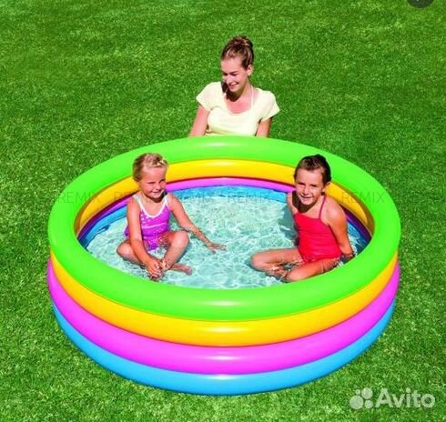 Бассейн надувной круглый Разноцветный 157x46см