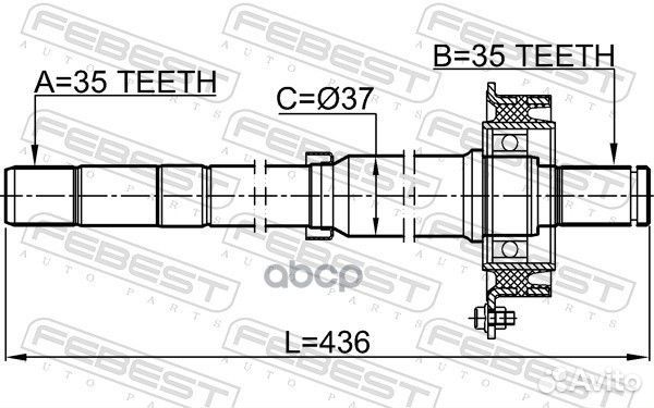 Полуось правая 35X437X35 mazda tribute 00- 2112