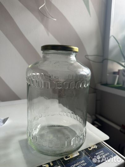 Стеклянная банка 3л с крышкой для слива