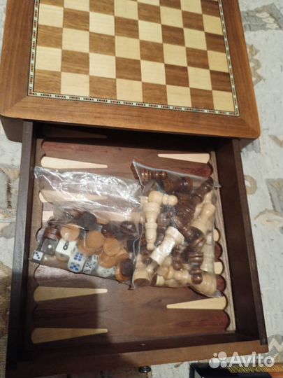 Шахматы-нарды-шашки деревянные
