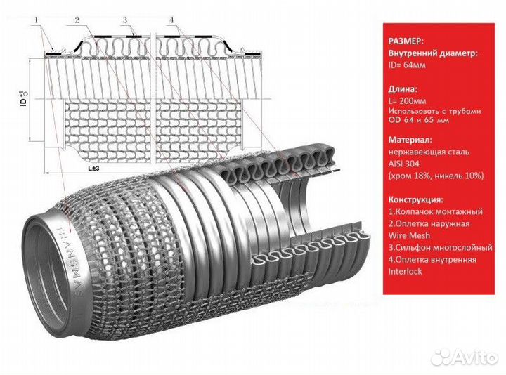 Гофра Transmaster universal 64x200s