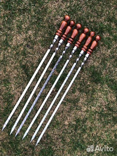 Шампур с деревянной ручкой двойные и тд