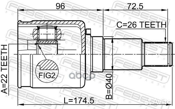 ШРУС внутренний правый 22x40x26 (suzuki grand V