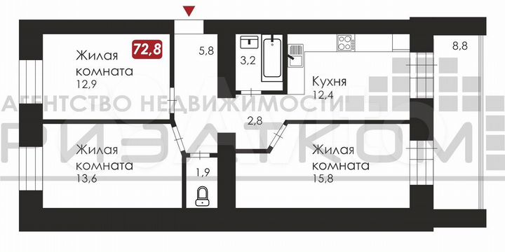3-к. квартира, 73 м², 6/14 эт.