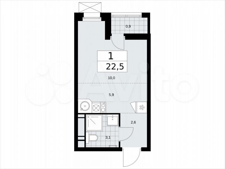 Квартира-студия, 22,5 м², 14/17 эт.