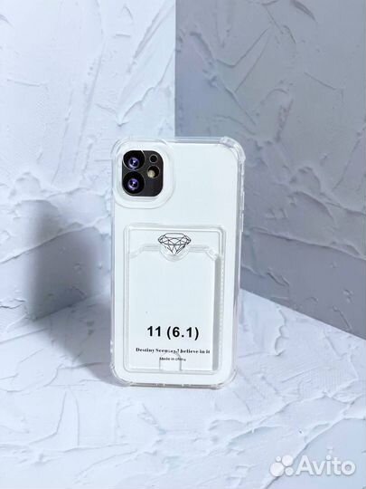 Чехол На iPhone 11 Прозрачный С Картхолдером