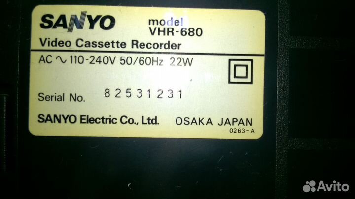 Видеомагнитофон sanyo VHR-680 6 головок Hi-Fi