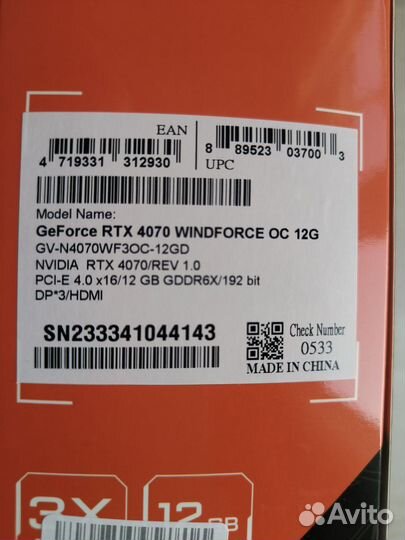 RTX 4070 Gigabyte windforce oc Новая