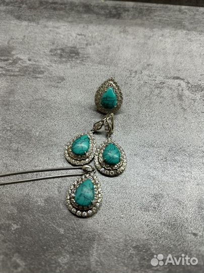 Комплект из серебра с бирюзой