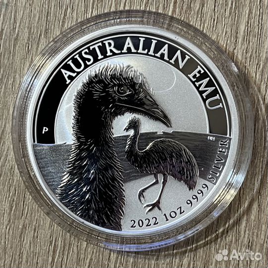 Серебряная монета Страус Эму Австралия 2022