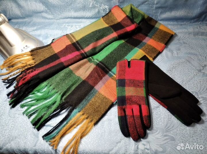 Перчатки и шарф набором Осень зима