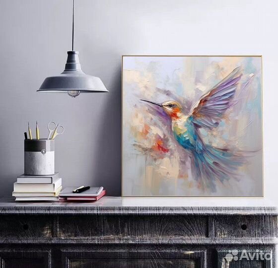 Картина маслом на холсте для интерьера птица