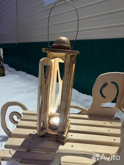 Сани декоративные + Фонарь декоративный