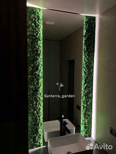 Панно со мхом лофт с подсветкой