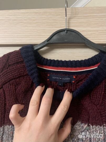 Зимний свитер Tommy Hilfiger в идеале натур шерсть