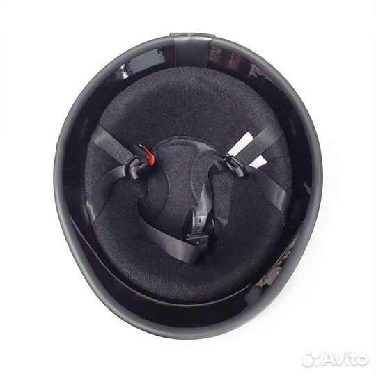 Шлем каска с очками (черная глянцевая) CN