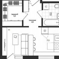 1-к. квартира, 32,4 м², 3/4 эт.