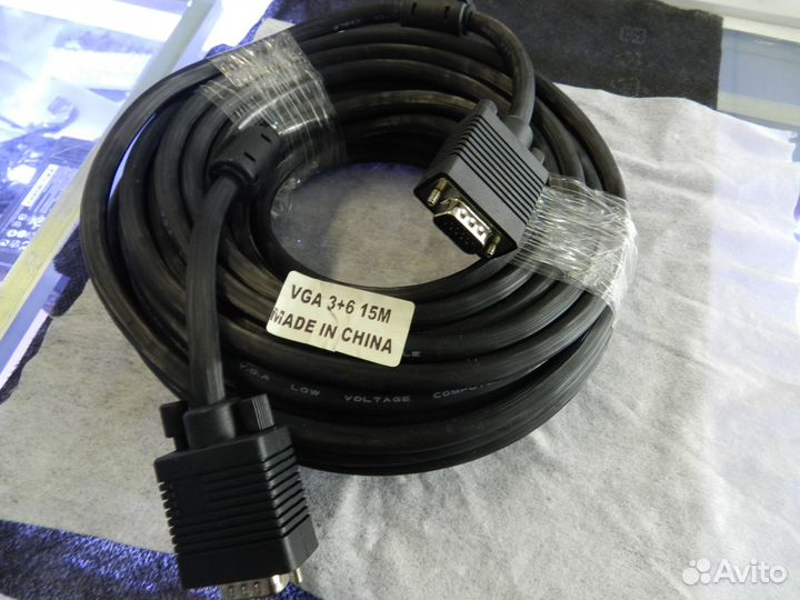Кабель VGA-VGA DB15 (15M-15M) 15m Black