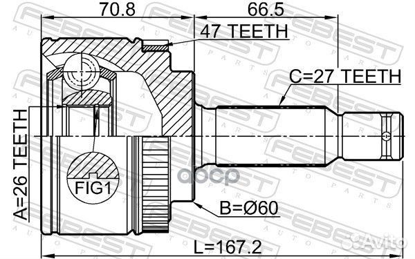 Шрус внешний перед прав лев Febest 1863