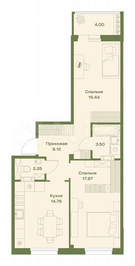 2-к. квартира, 66,9 м², 7/7 эт.