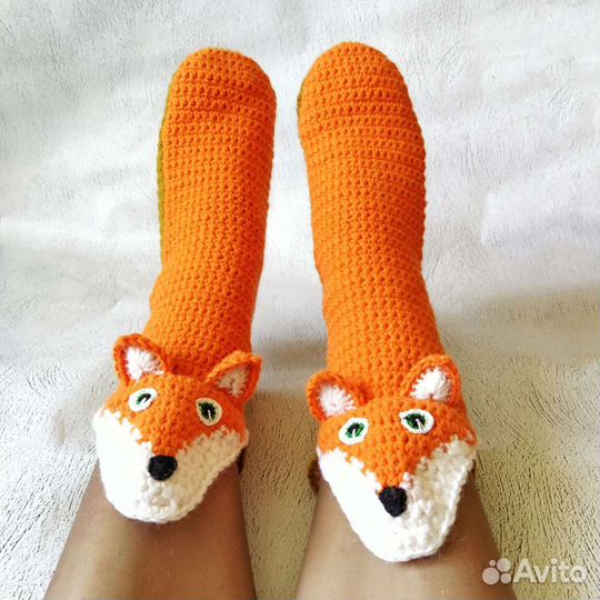 Вязаные носки ручной работы в виде забавных животн
