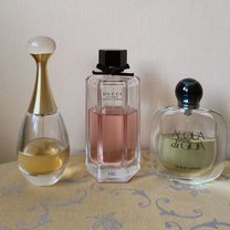 Духи Dior Jador. Gucci Flora. Acqua di gioia