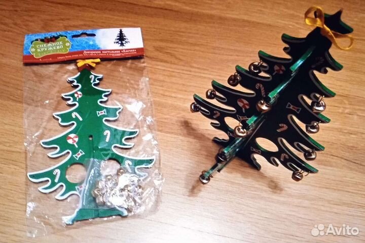 Ёлка деревянная с игрушками для декора