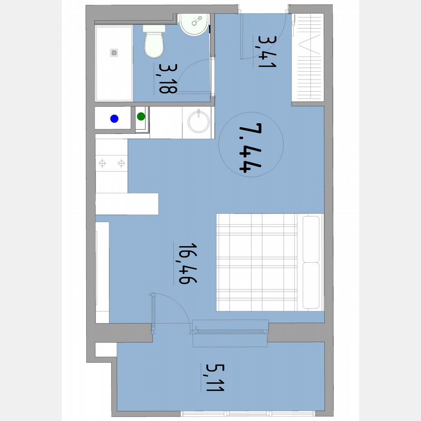 1-к. апартаменты, 28,6 м², 7/13 эт.