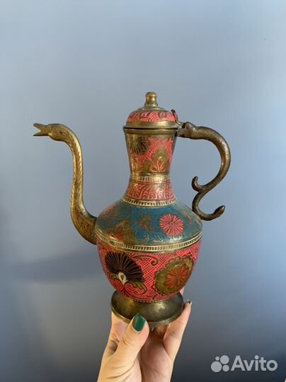 Старинный кувшин кумган латунь из Индии