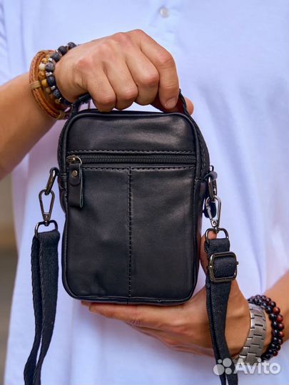 Сумка через плечо маленькая кожаная