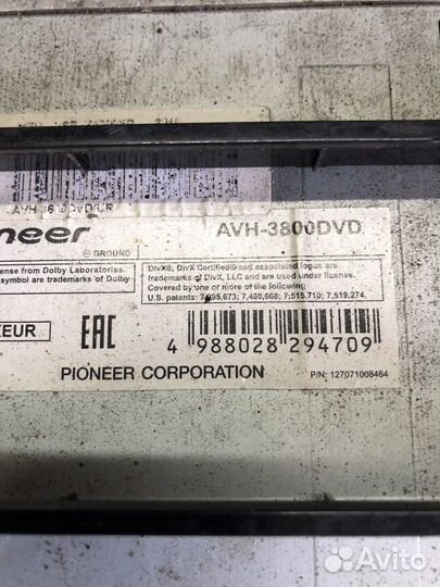 Pioneer avh3800 dvd