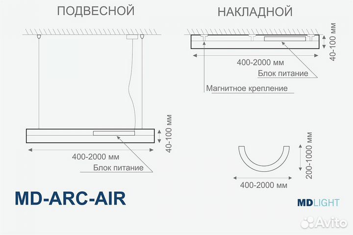 Светильник MD-ARC-AIR полукольцо